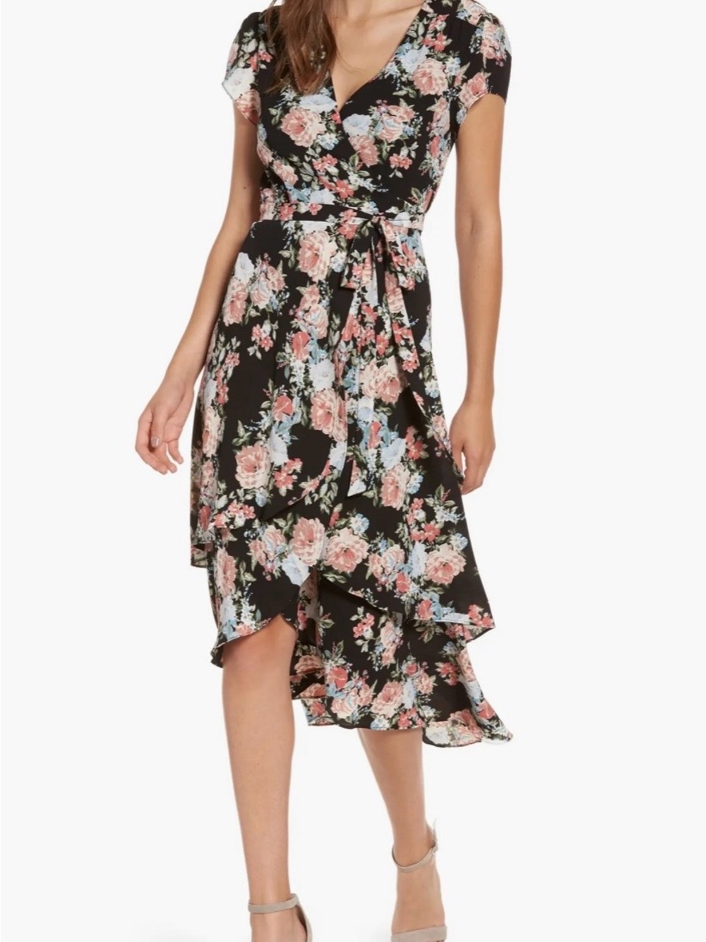 Wayf Oleander Floral Wrap Midi Dress